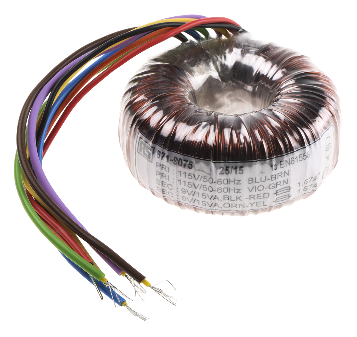 RS PRO 115 V ac, 230 V ac, 2 x 9V ac Toroidal Transformer, 30VA 2 Output