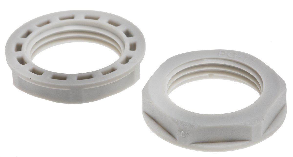 RS PRO Grey Nylon 66 Cable Gland Locknut, PG11 Thread, IP68
