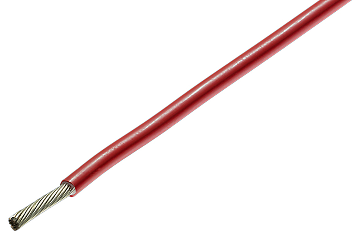 TE Connectivity 44A0111 Series Red Hook Up Wire, 26 AWG, 19/38, 100m, PVF Insulation, 44A0111-26-2