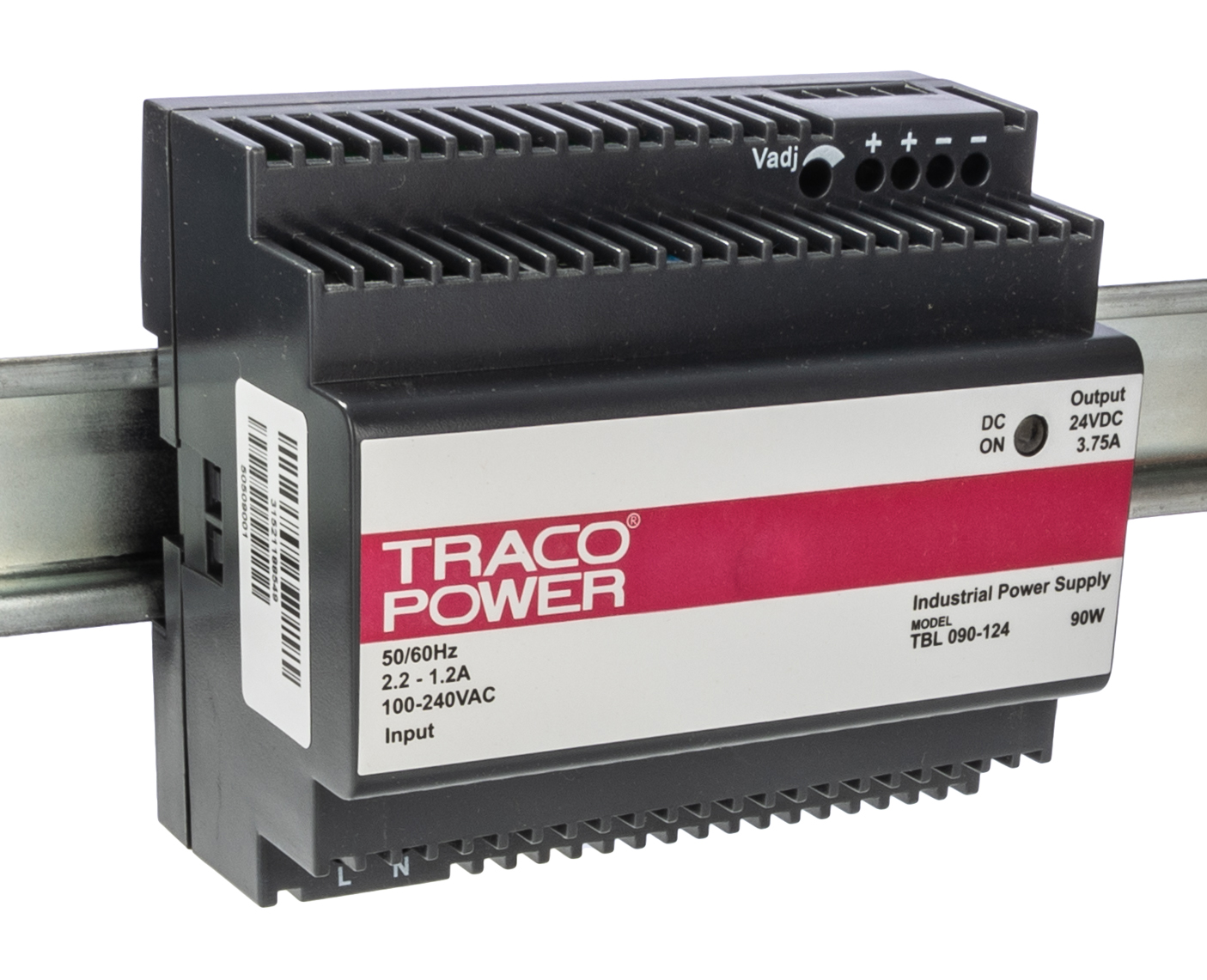 TRACOPOWER TBL Switched Mode DIN Rail Power Supply, 85 → 264V ac ac Input, 24V dc dc Output, 3.75A Output, 90W