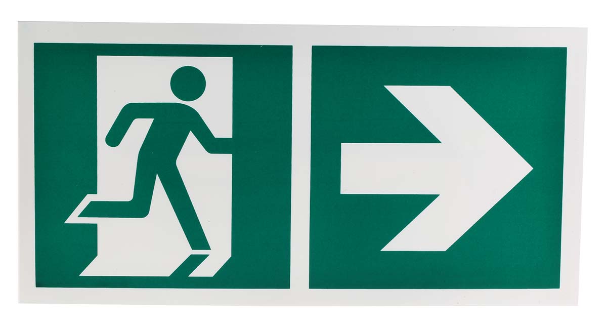Plastic Emergency Exit Right,  With Pictogram Only, Non-Illuminated Emergency Exit Sign