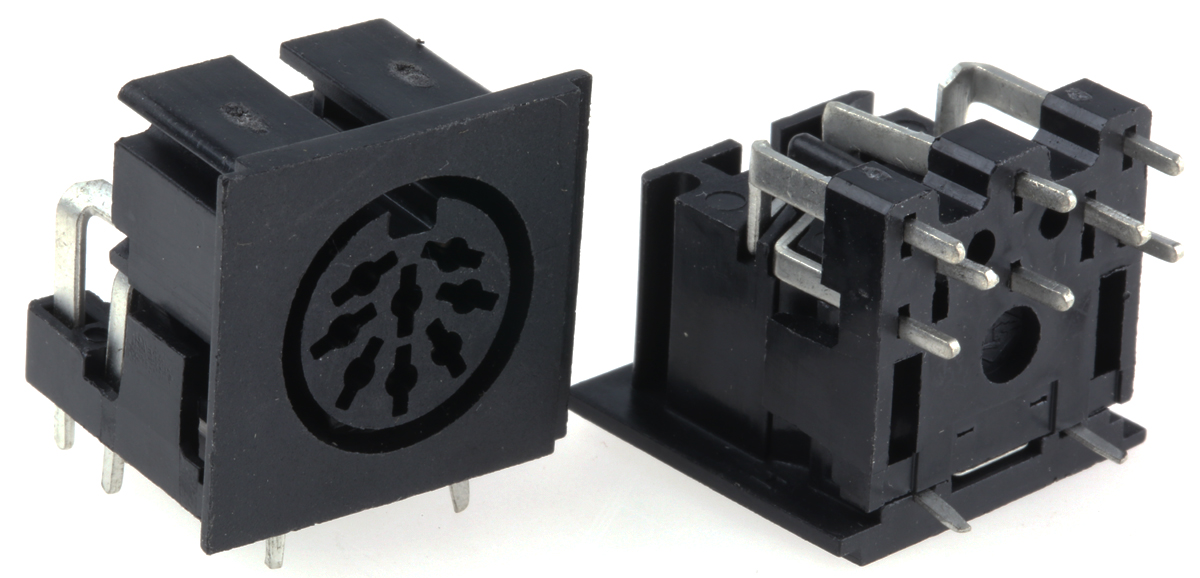 RS PRO 8 Pole Right Angle Din Socket, 2A, 100 V ac, Push-In, Female, Through Hole