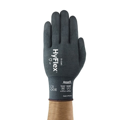 Ansell HyFlex 11-541 Grey Stainless Steel, Nylon, Kevlar, Spandex Foam Nitrile Work Gloves, Size 8