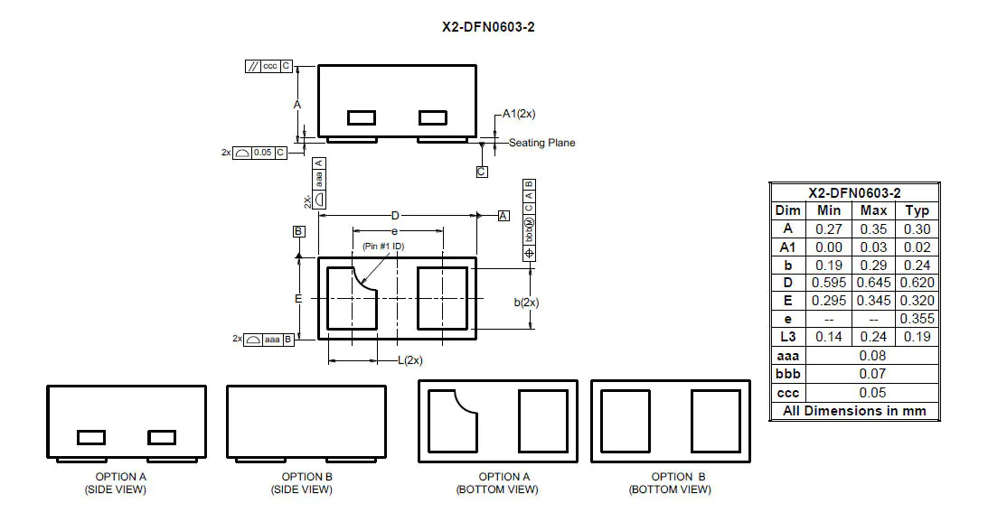 Diodes Inc D5V0X1B2LP3Q-7, Bi-Directional TVS Diode X2-DFN0603-2