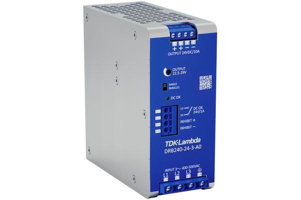 TDK-Lambda DRB120/240-3 DIN Rail Power Supply, 350 → 575V ac ac Input, 48V dc dc Output, 5A Output, 240W