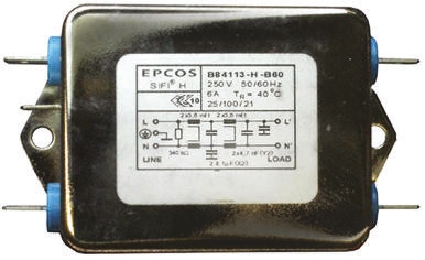 EPCOS, B84113H 10A 250 V ac/dc 50 → 60Hz, Chassis Mount EMC Filter, Tab, Single Phase