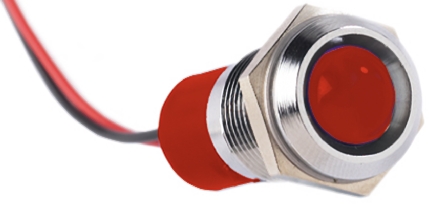 RS PRO Red Panel Mount Indicator, 12V dc, 14mm Mounting Hole Size, Lead Wires Termination, IP67