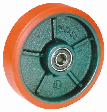 LAG Blue, Orange Polyurethane Abrasion Resistant, High Load Capacity, Laceration Resistant, Non-Marking Trolley Wheel,