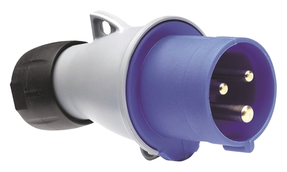 Amphenol Industrial, Easy & Safe IP44 Blue Cable Mount 2P + E Industrial Power Plug, Rated At 63A, 230 V