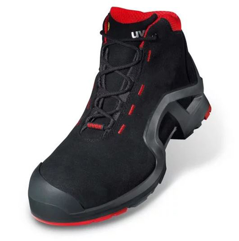uvex 1 Black, Red ESD Safe Composite Toe Capped Men, Women Safety Boots, UK 13, EU 48