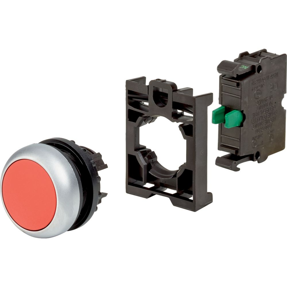 Eaton Series M22 Series Push Button Light Switch, Spring Return, Flush Mount, 22.5mm Cutout, 1NO, IP67