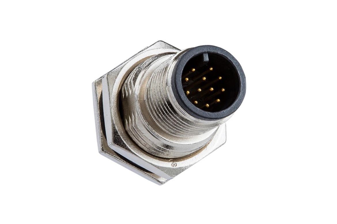 Amphenol Industrial Industrial Circular Connector, 8 Contacts, Threaded, M12 Connector, Plug, Male, IP68, IP69K, M