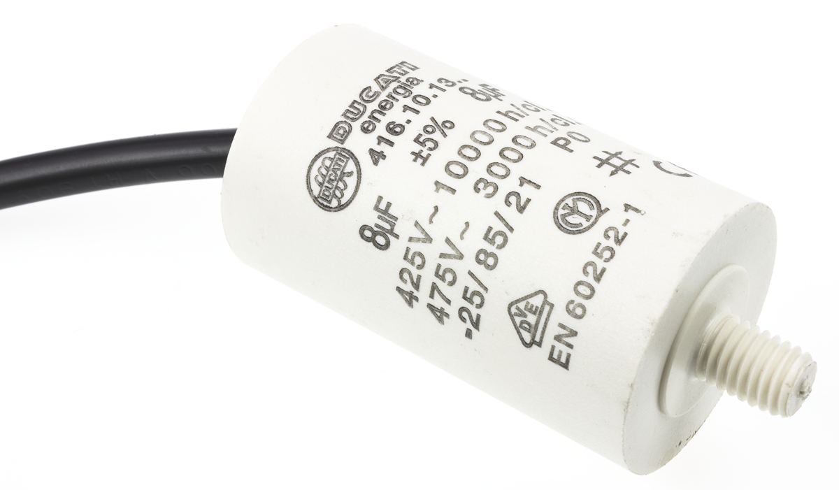 Ducati Energia 4.16.10 Polypropylene Film Capacitor, 400 → 500V ac, ±5%, 8μF, Stud Mount