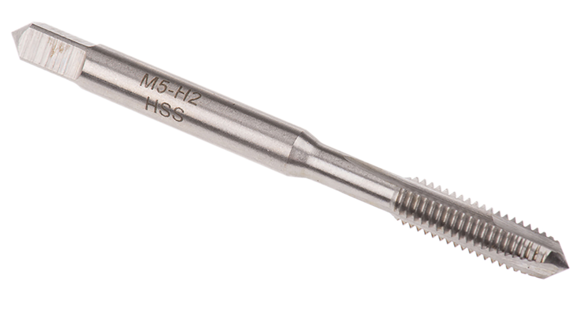 RS PRO Threading Tap HSS 1-Piece 0.8mm Pitch Metric Standard Manual or machine tap M5 Thread