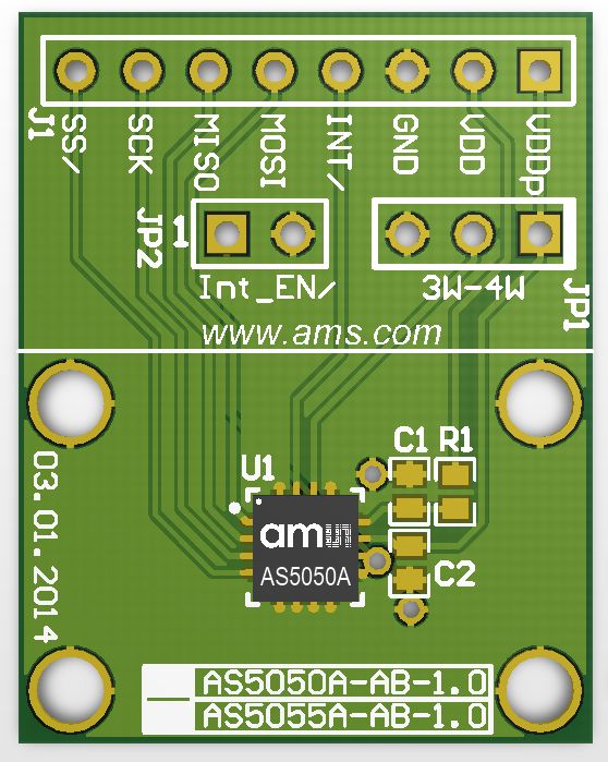 ams OSRAM AS5050A-QF_EK_AB Rotary Angle Sensor Adapter Board for AS5050A AS5050A