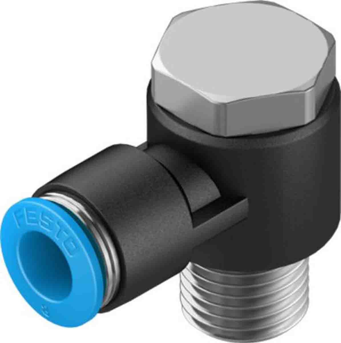 Festo Elbow Threaded Adaptor, R 1/4 Male to Push In 8 mm, Threaded-to-Tube Connection Style, 130753