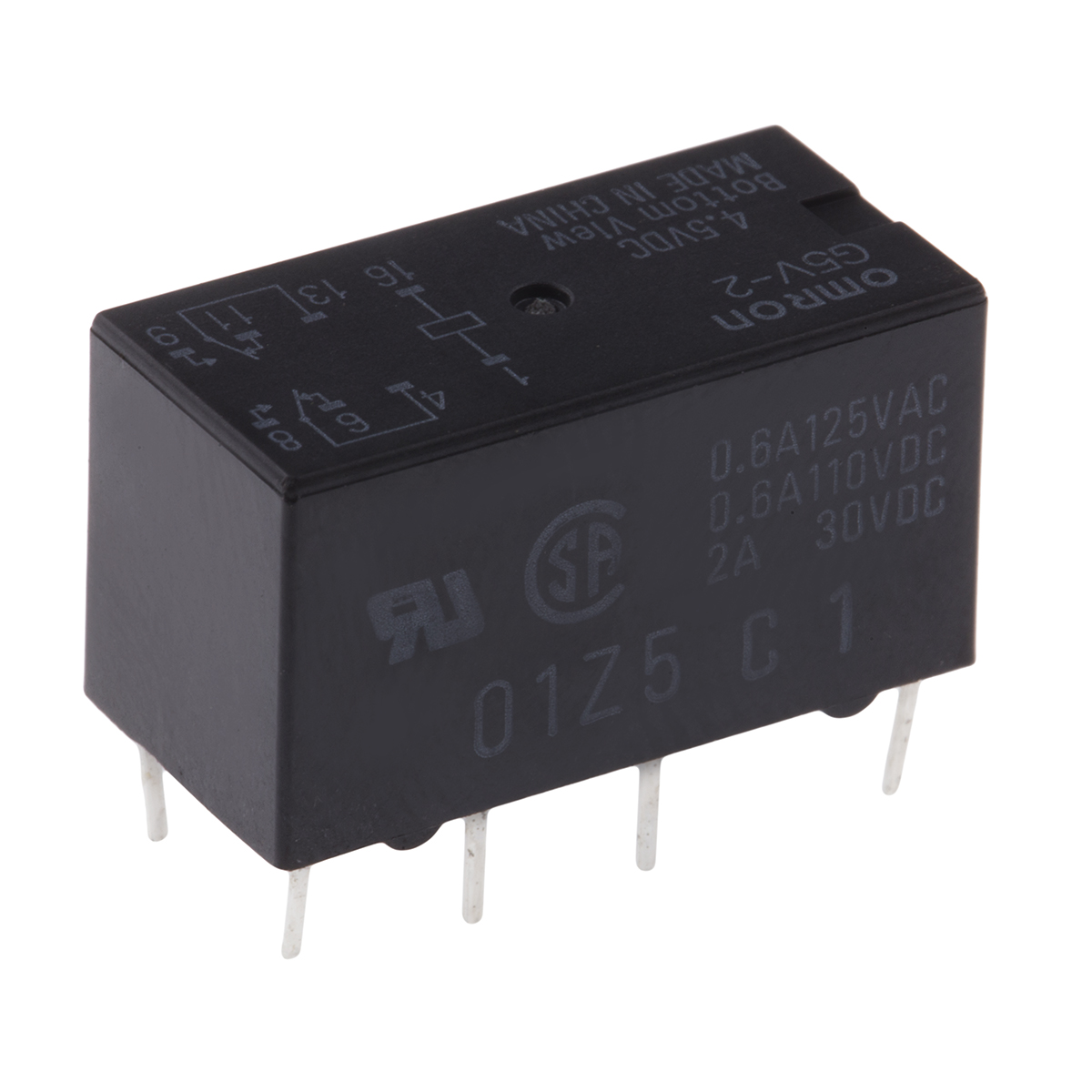 Omron PCB Mount Signal Relay, 4.5V dc Coil, 2A Switching Current, DPDT