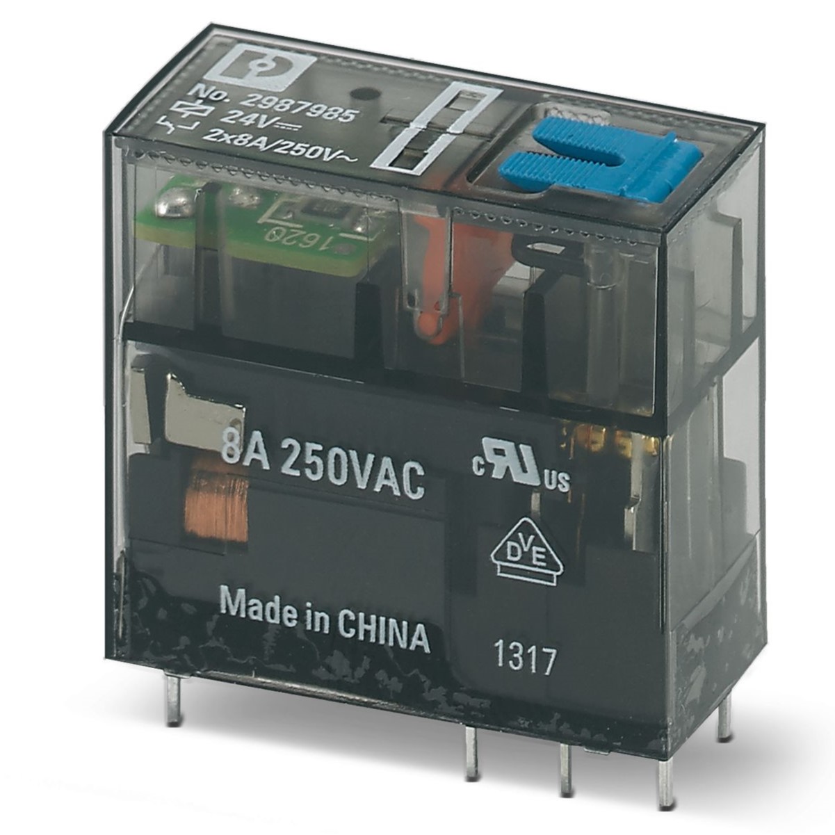 Phoenix Contact Plug In Power Relay, 24V dc Coil, DPDT