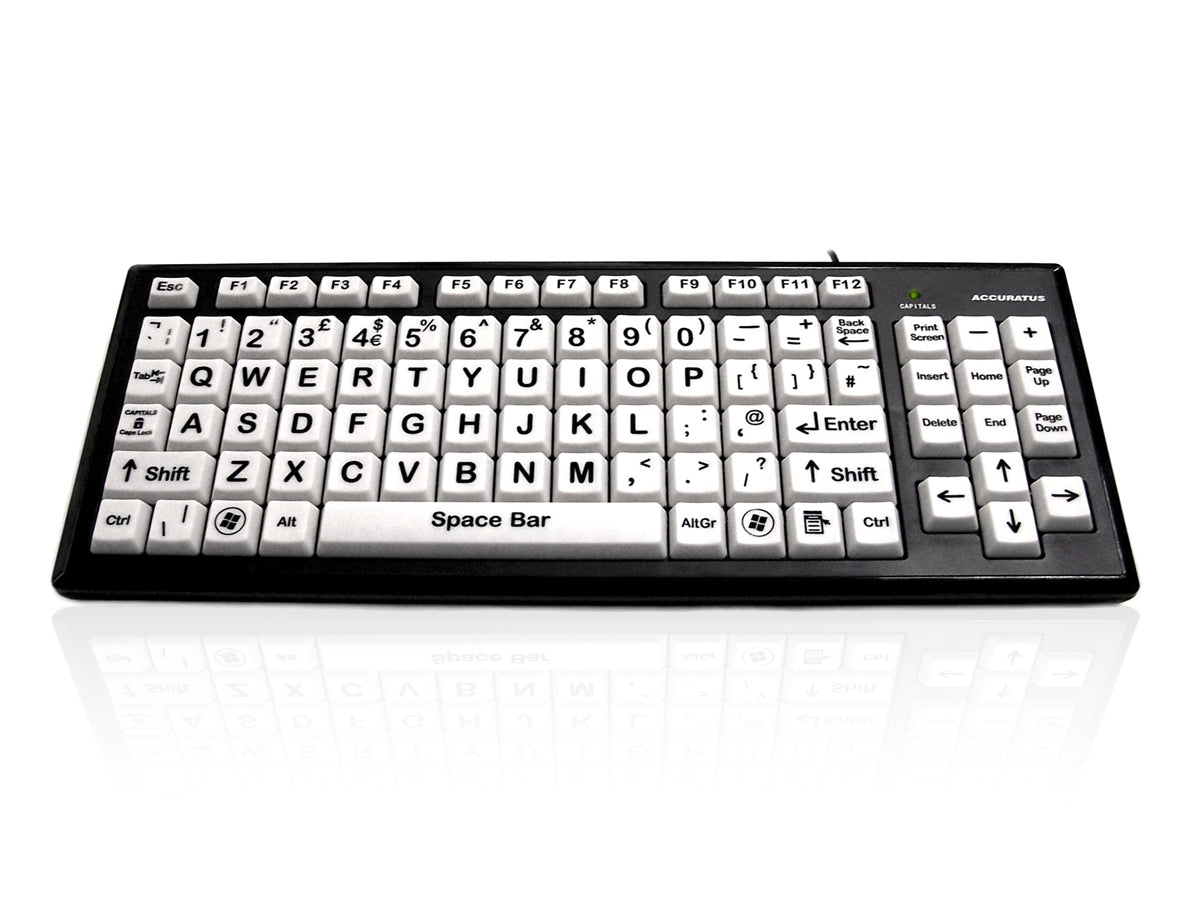 Ceratech KYB-MON2BLK-UCUH Wired USB Vision Impairment Keyboard, QWERTY, White