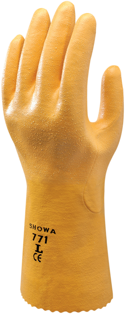 Showa 771 Yellow Cotton Flock Polyester Cotton Fibre Work Gloves, Size 9, Nitrile Coating