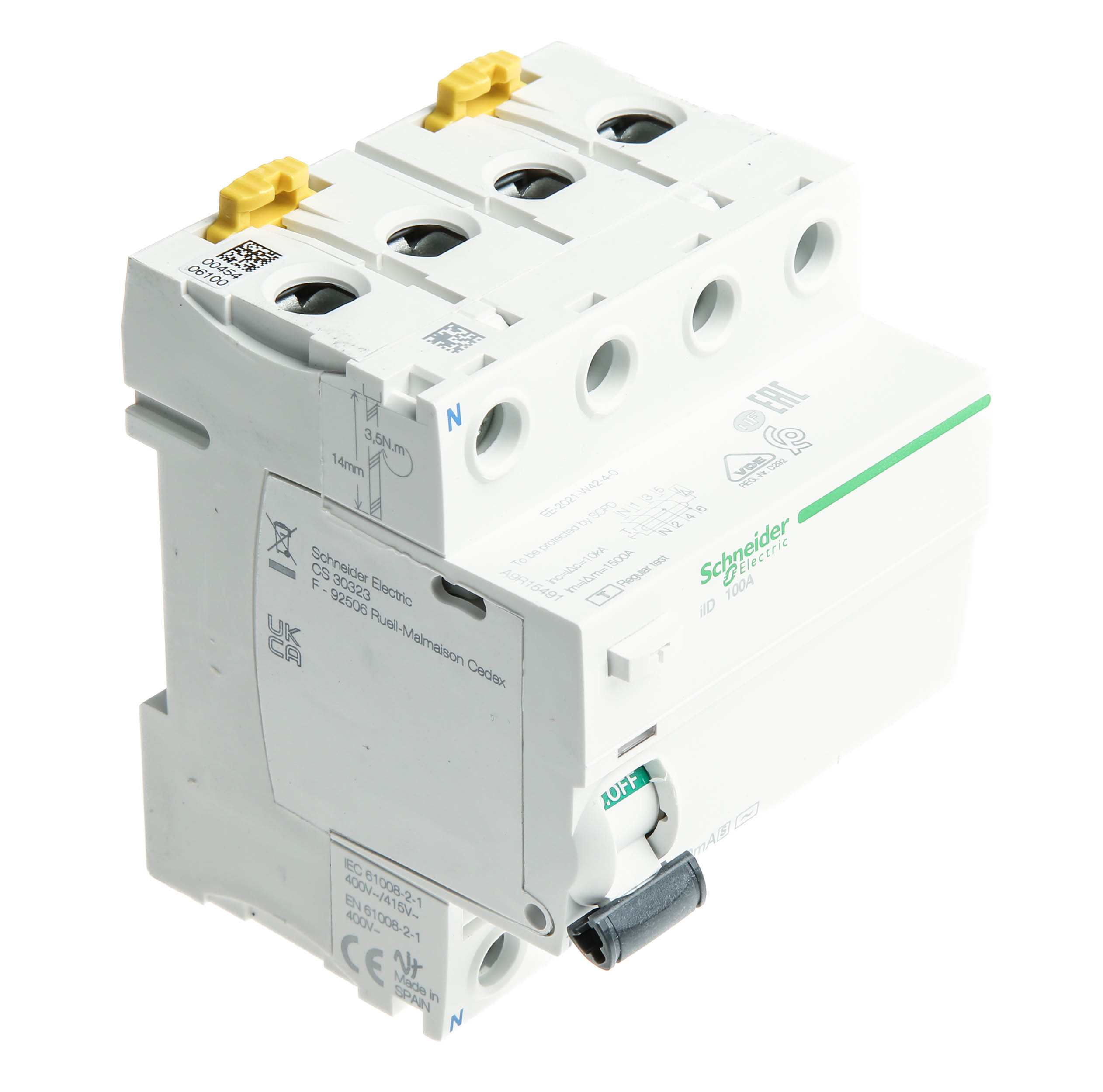 Schneider Electric A9 RCCB, 100A, 4 Pole, 300mA, Type AC, 415V ac