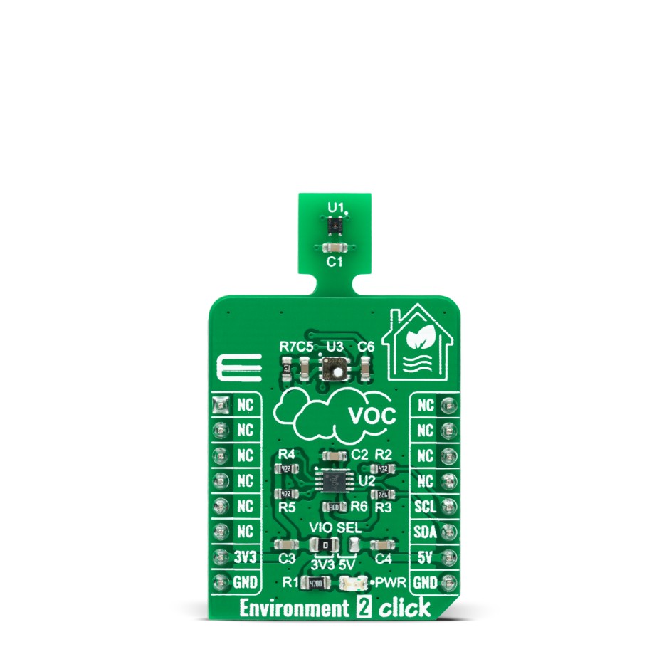 MikroElektronika Environment 2 Click Add On Board for SGP40, SHT40 mikroBUS Socket
