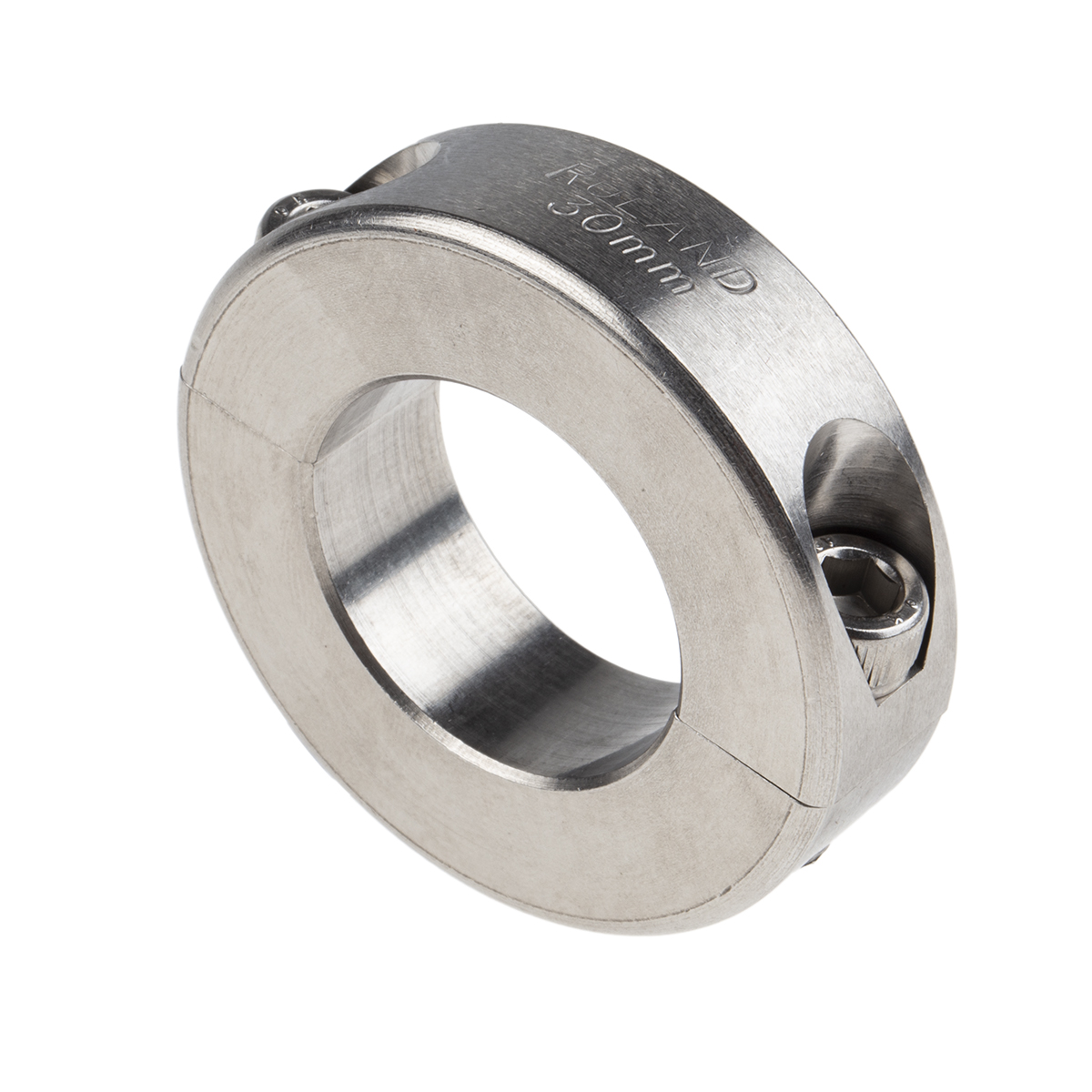 Ruland Shaft Collar, Two Piece, Clamp Screw, Bore 30mm, OD 54mm, W 15mm, Stainless Steel