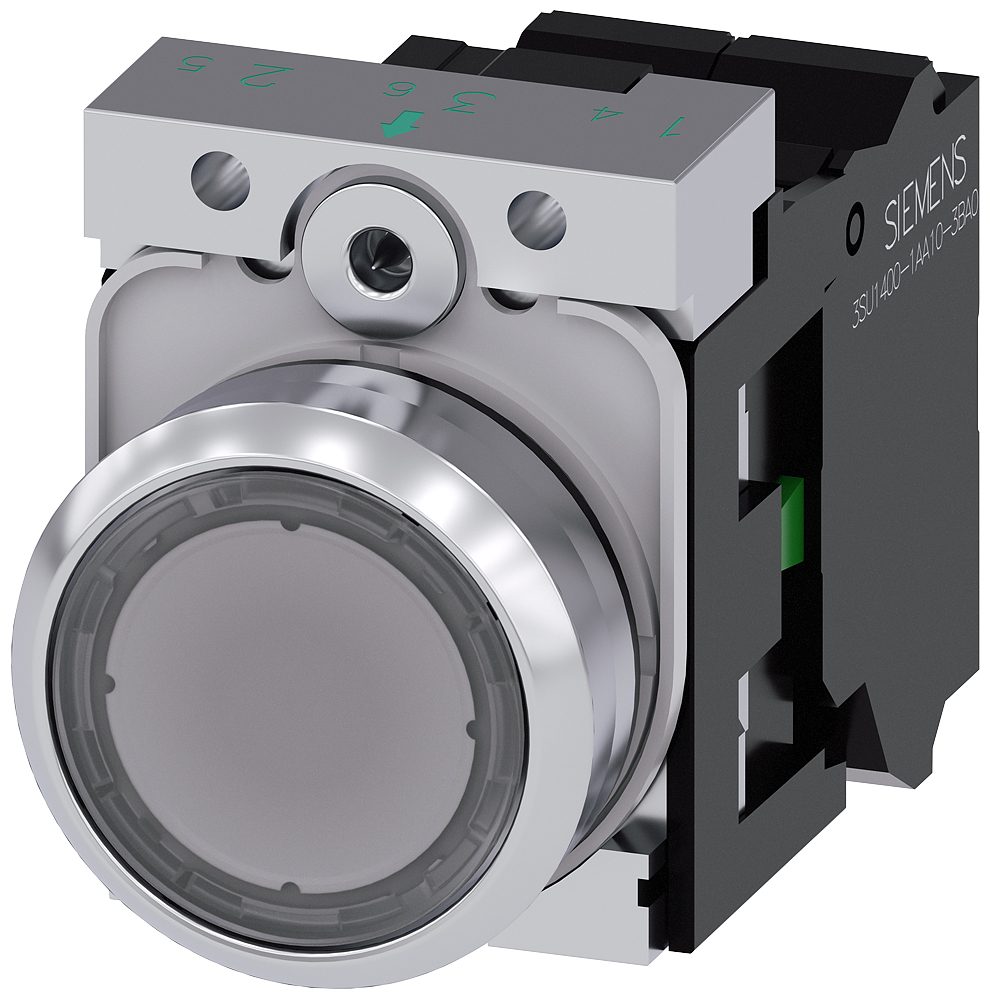 Siemens SIRIUS ACT 3SU11 Series Illuminated Push Button Complete Unit, 22mm Cutout, SPST, IP66, IP67, IP69(IP69K)
