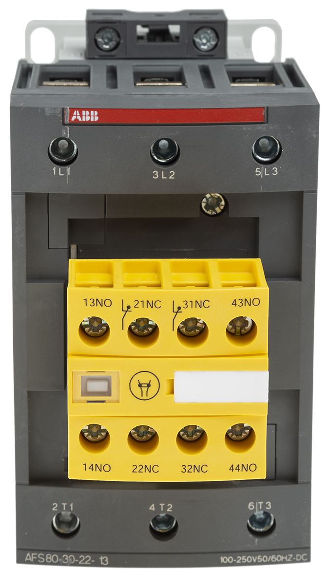 ABB Jokab AFS Contactor, 100/250 V ac/dc Coil, 3-Pole, 125 A, 45 kW 250 V, 3 NO, 600V