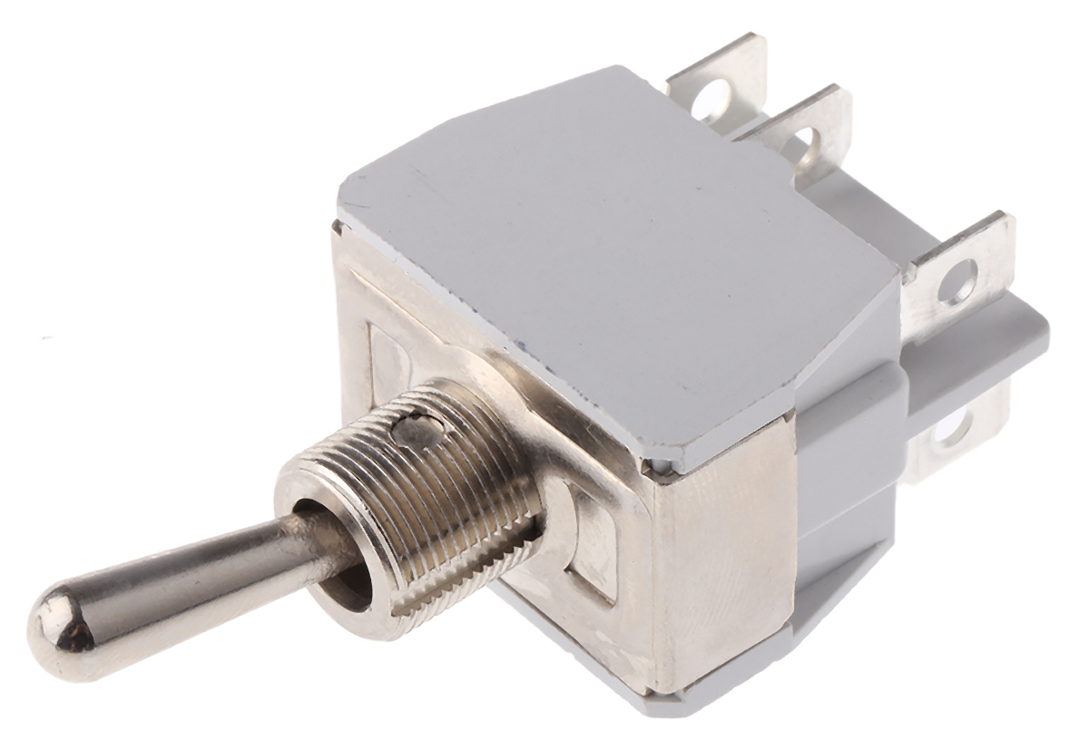 APEM Toggle Switch, Panel Mount, On-On, DPST, Solder Lug Terminal, 250V ac