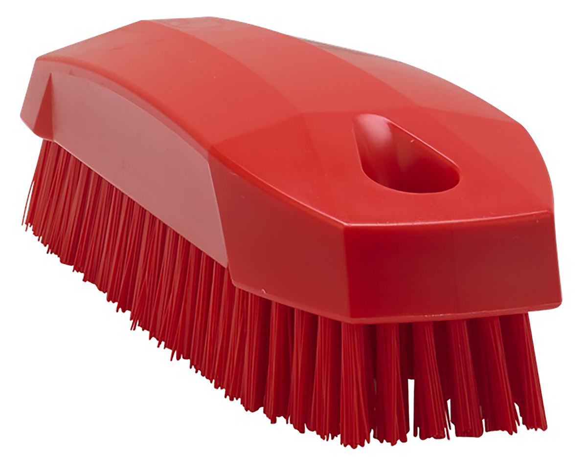 Vikan Hard Bristle Red Scrubbing Brush, 17mm bristle length, PET bristle material