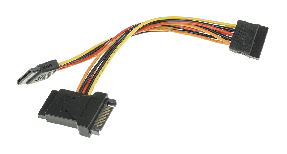 Roline Male SATA Power to Female SATA Power x 3 Cable, 200mm