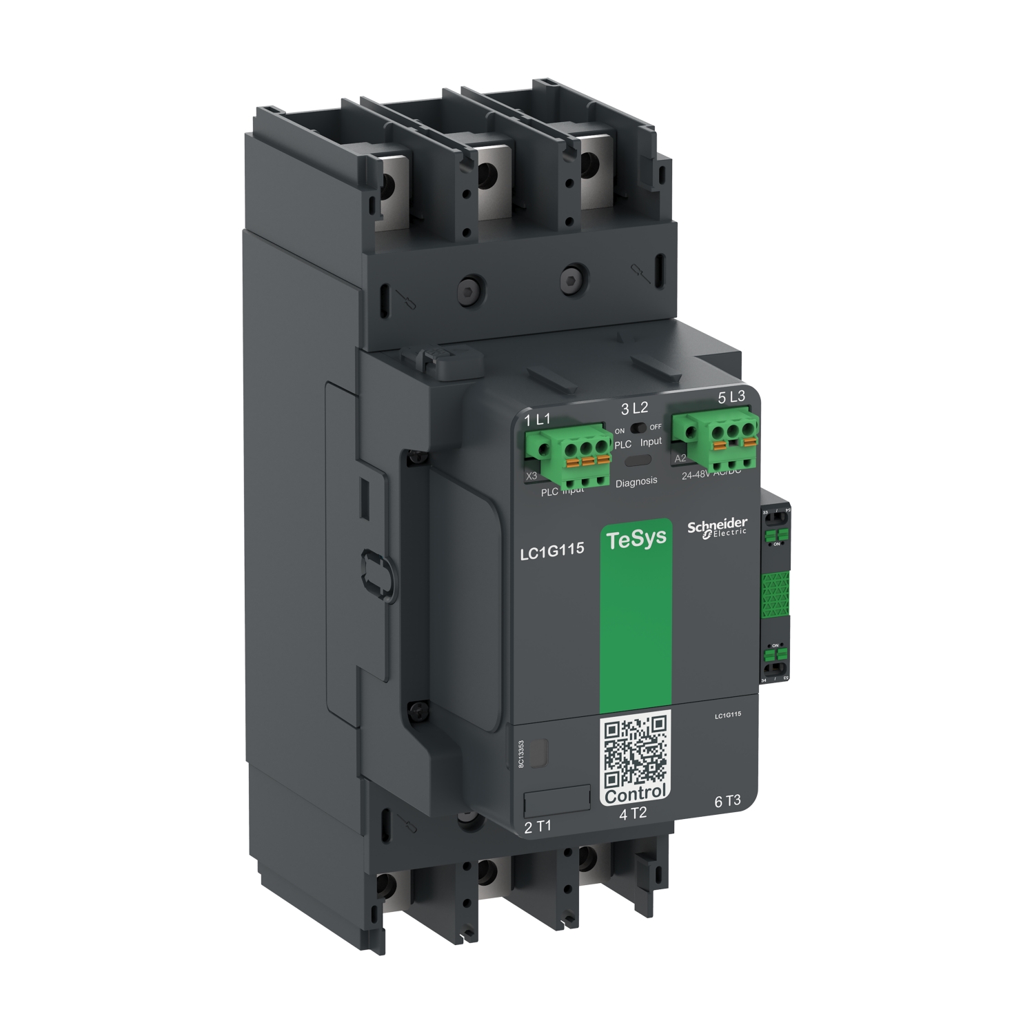 Schneider Electric Contactor 1 NO + 1 NC, 330 A Contact Rating, 160 W, 48 V, 3NO, TeSys F