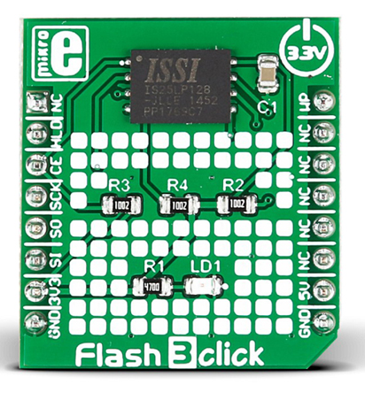 MikroElektronika MIKROE-2374, Flash 3 click Serial Flash Development Board for ISSI IS25LP128 for MikroBUS