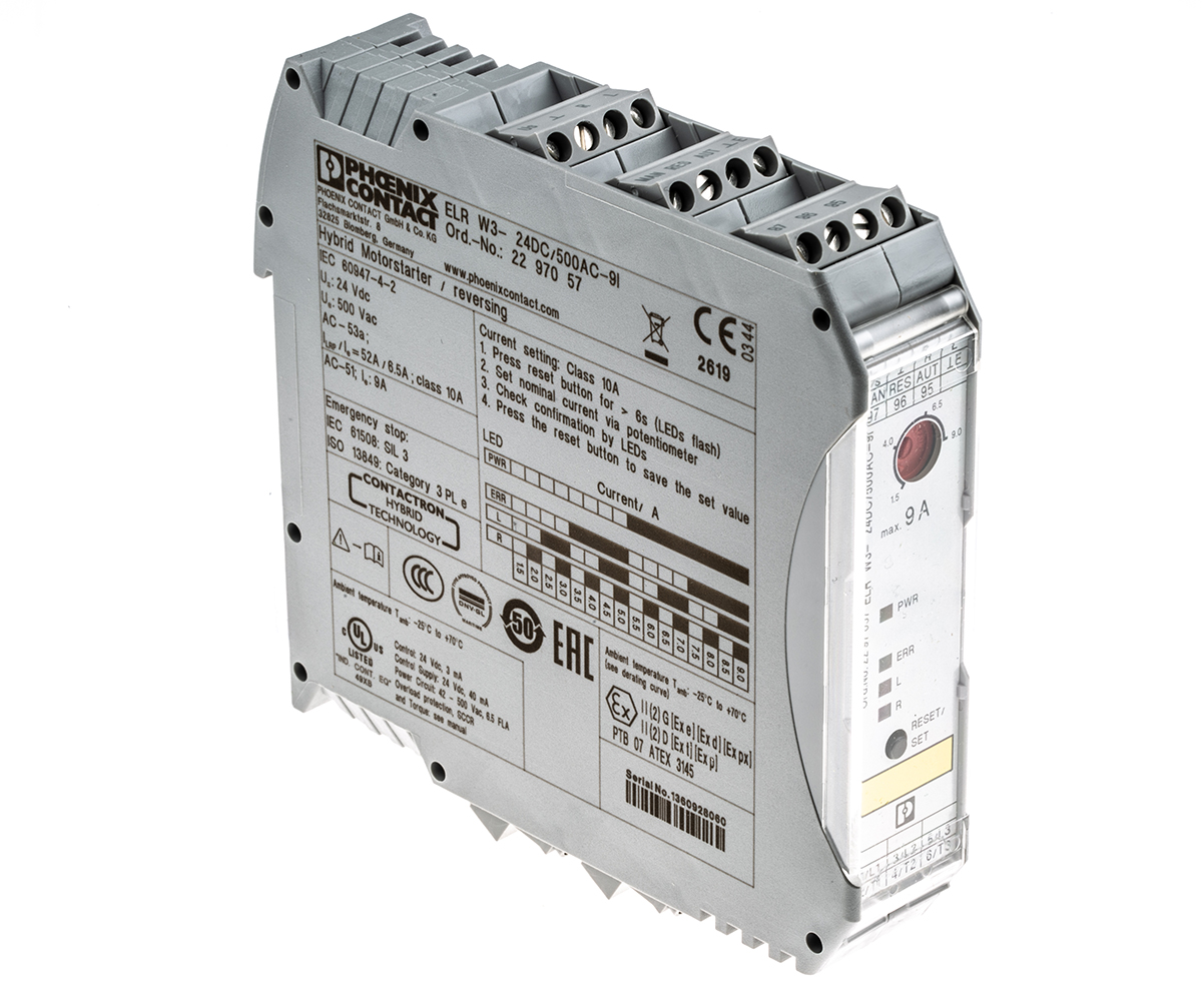 Phoenix Contact Motor Starter, Reversing, 500 V ac, 3 Phase, IP20