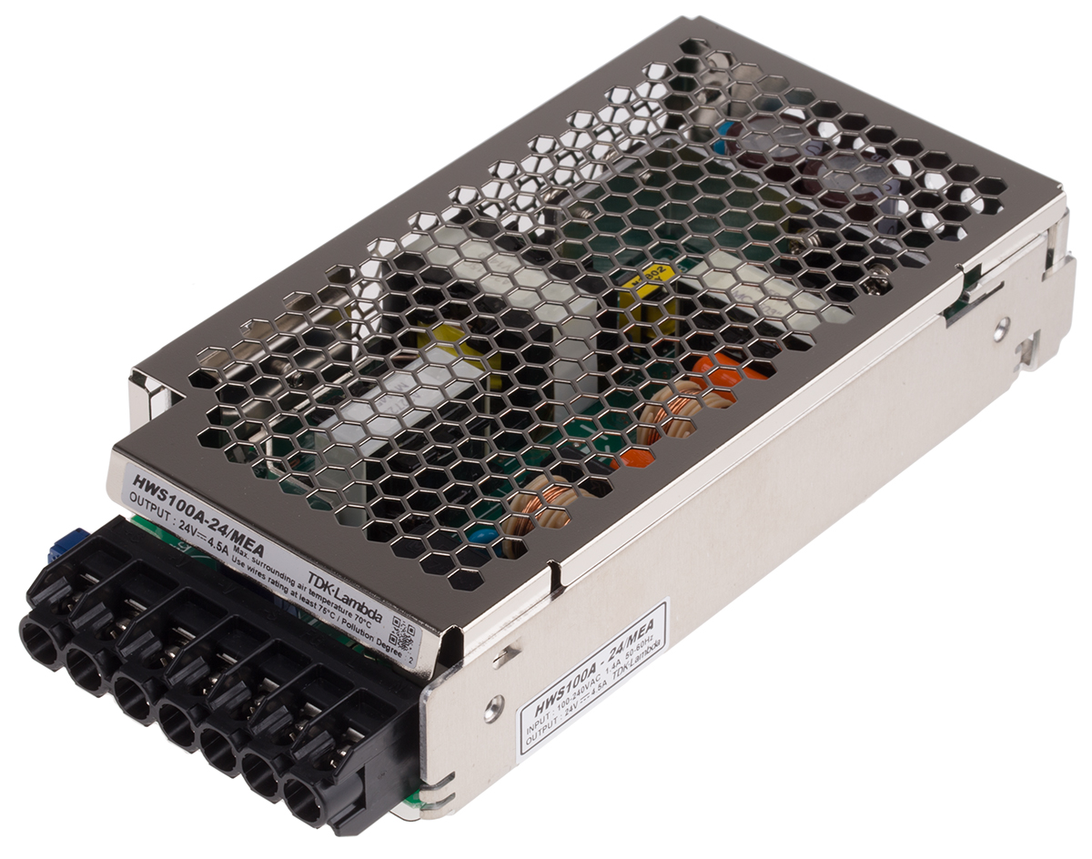 TDK-Lambda Switching Power Supply, HWS-100A-24/ME/A, 24V dc, 4.5A, 108W, 1 Output, 120 → 370 V dc, 85 →