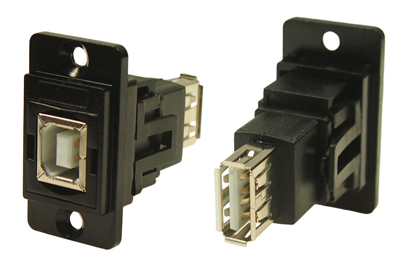 RS PRO Straight, Panel Mount, Socket to Socket- Dual Port Type B to A 2.0 USB Connector