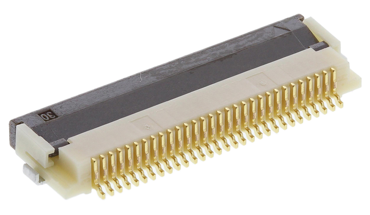 Hirose, FH12 0.5mm Pitch 30 Way Right Angle Female FPC Connector, ZIF Bottom Contact