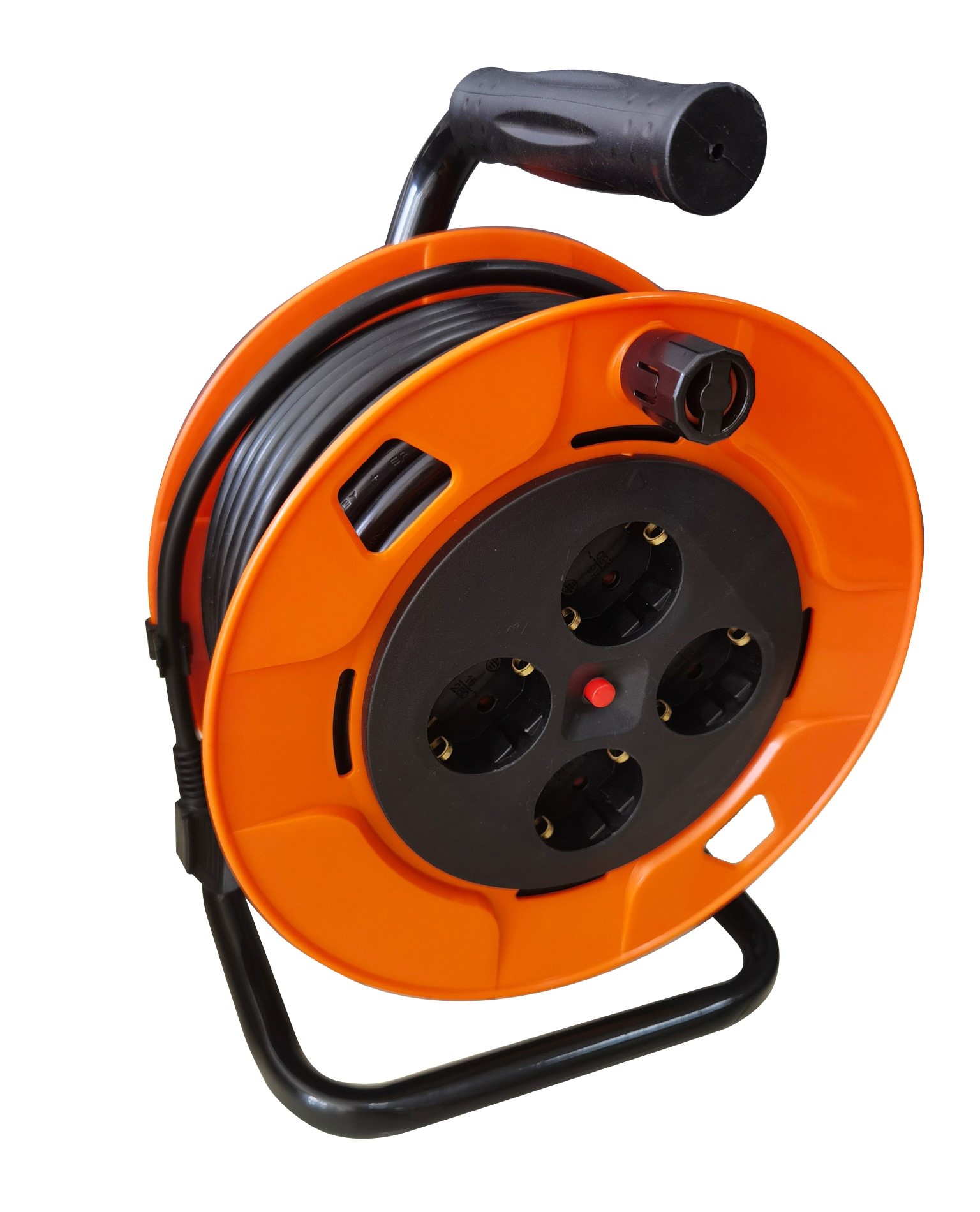 RS PRO 25m 4 Socket Type F - German Schuko Cable Reel Open Reel, 250 V, IP20