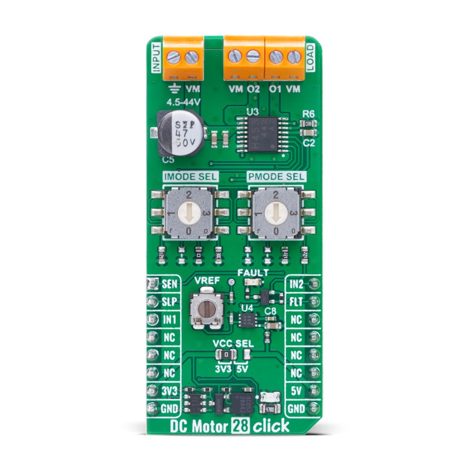 MikroElektronika DC Motor 28 Click - FNG Sensor Add-On Board Add On Board for Single-Channel H-Bridge Driver Industrial
