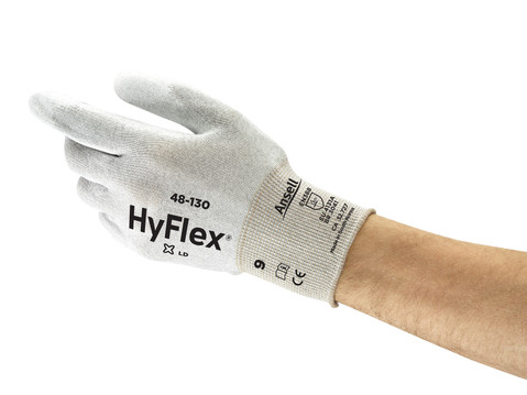 Ansell HyFlex 48-130 White Nylon Nylon, Polyurethane Glove, Size 10, Polyurethane Coating