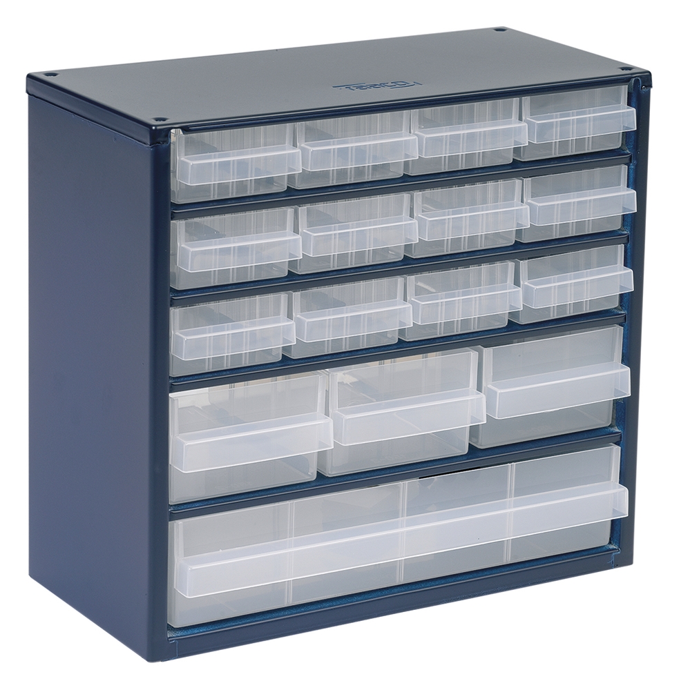 Raaco 16 Drawer Storage Unit, Steel, 282mm x 306mm x 150mm, Blue