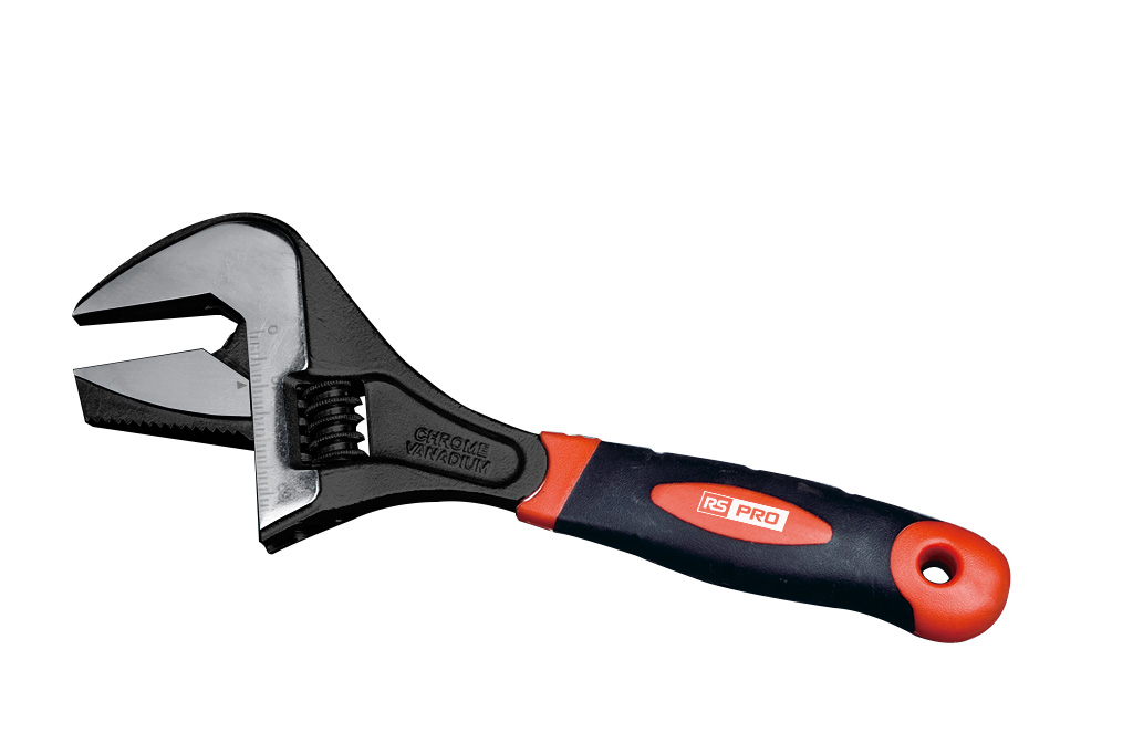RS PRO Adjustable Spanner, 200 mm Overall, 40mm Jaw Capacity, Bi-Material Handle