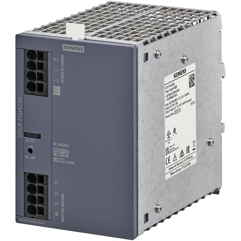 Siemens Power Supply, 6EP3436-3SB00-0AX0, 24V, 20A, 480W