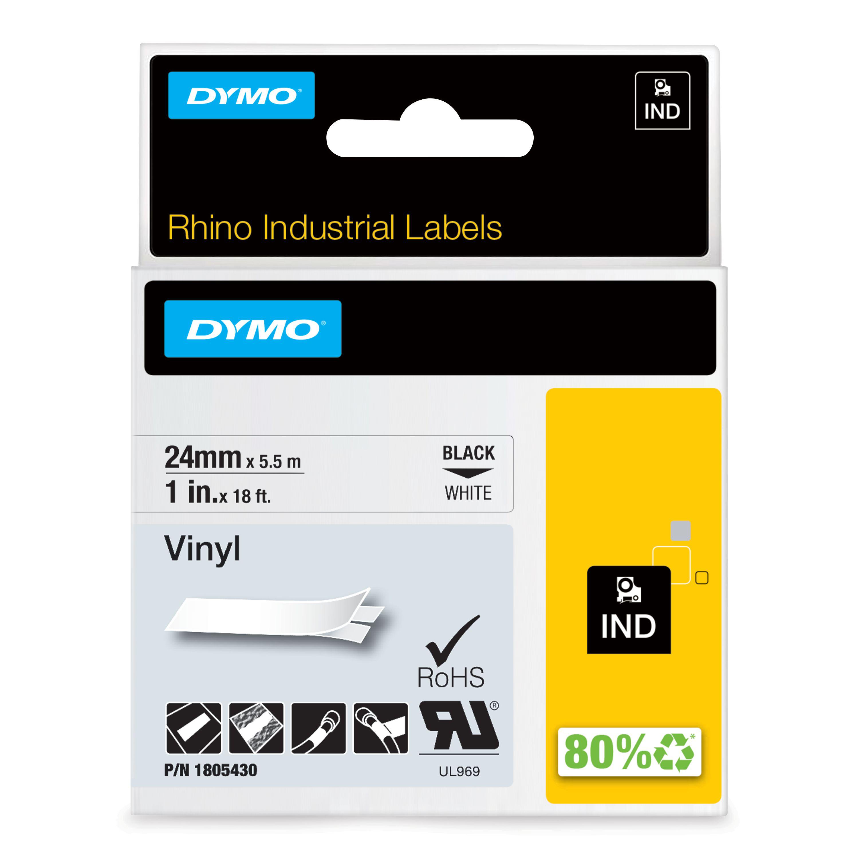 Dymo Black on White Label Printer Tape, 5.5 m Length, 24 mm Width