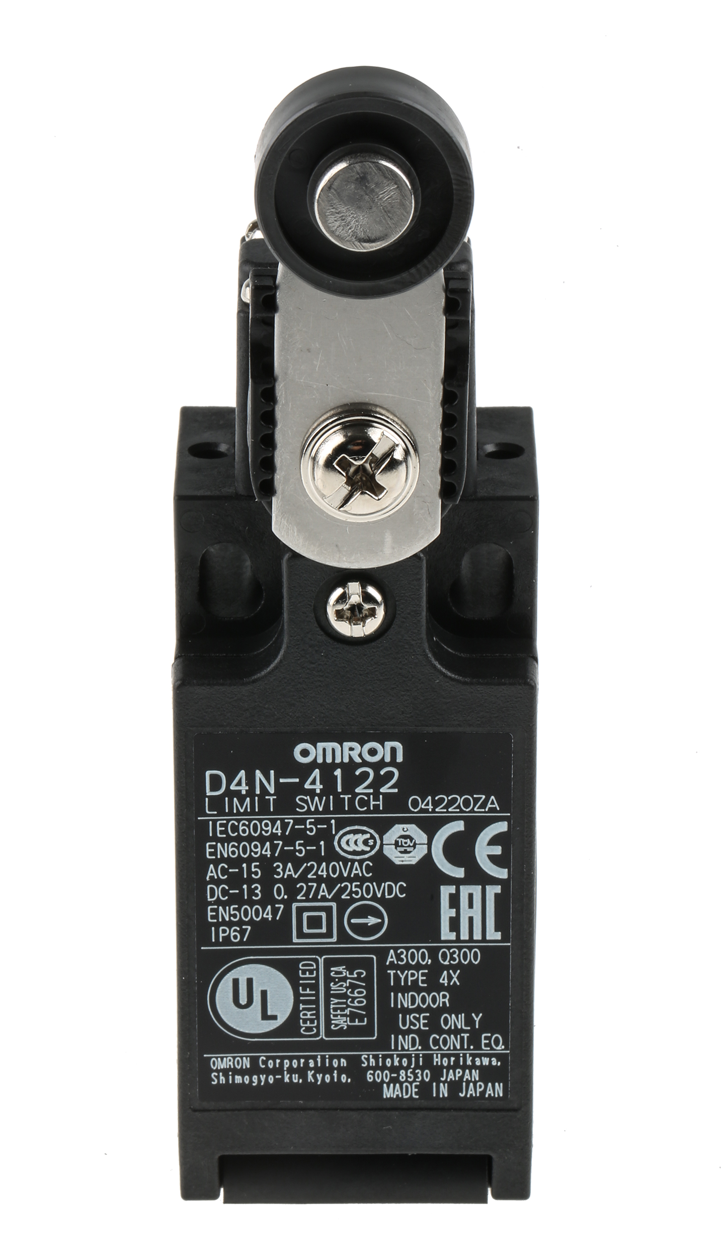 Omron D4N Series Roller Lever Interlock Switch, NO/NC, IP67, DPST