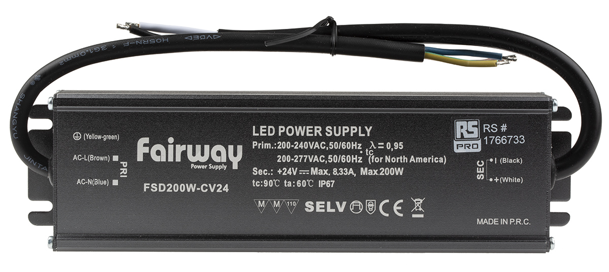 RS PRO LED Driver, 24V Output, 200W Output, 8.33A Output, Constant Voltage