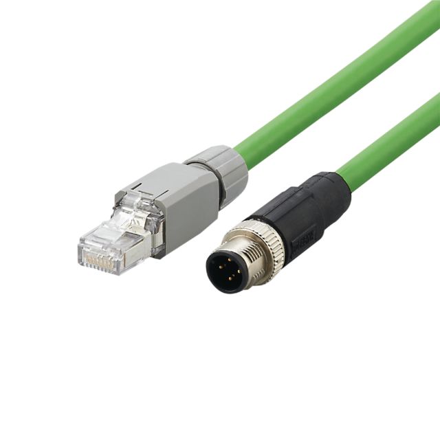 ifm electronicE124, 500mm, Green M12 to Male RJ45 Male, Shielded, Terminated PVC Sheath
