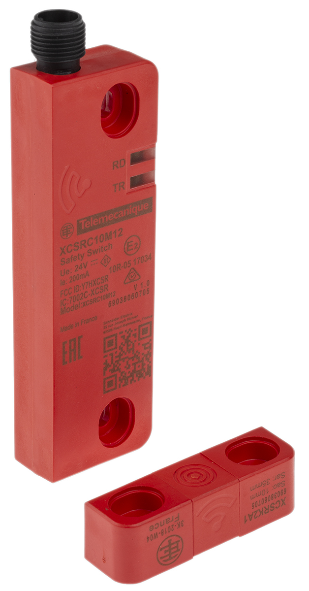 Telemecanique Sensors XCSRC Series RFID Non-Contact Safety Switch, 24V dc, Valox Housing, 2NO, M12