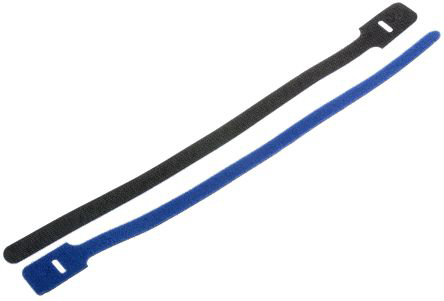 RS PRO Cable Tie, Hook and Loop, 325mm x 25 mm, Blue Nylon, Pk-10